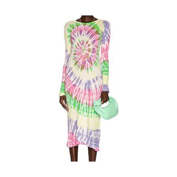 THE ELDER STATESMAN Tye Die Long Sleeve Tsunami Maxi Dress Women's Sz S